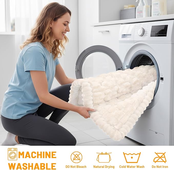 Smiry Pet Couch Cover for 3 Cushion Sofa, Non-Slip Fuzzy Couch Cover for Dogs Washable, Thick Soft Sofa Slipcovers Cushion Protector Pet Friendly (Cream, 27.6" x 82.7")