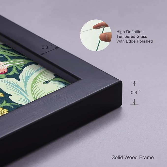 4x6 Picture Frame Set of 4 Made of Solid Wood Photo Frame with Real Glass for Pictures 4x6 Without Mat, Wall Mount or Tabletop Gallery Photo Frames in Black
