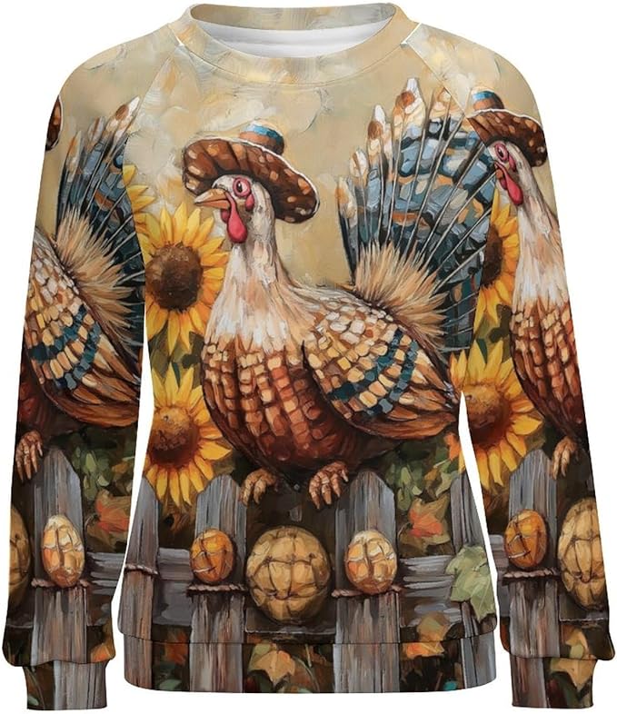 Womens Thanksgiving Sweatshirt Oversized Crewneck Pullover Casual Graphic Long Sleeve Shirts