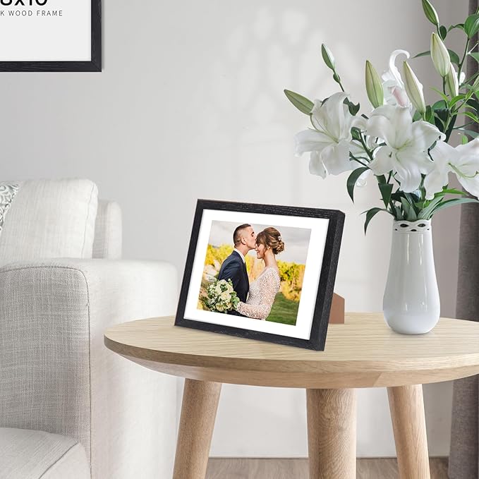 5x7 Oak Wood Picture Frame - Minimalist 5x7 Picture Frame, 5"x7" Frame Wood, Natural Solid Wooden Picture Frames for Wall Art Photo and Prints(3 Pack, Black)