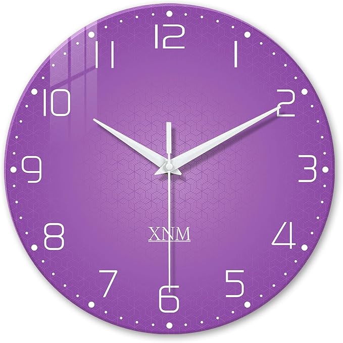 XNM Purple Wall Clock for Girls Bedroom Analog Simple Wall Clocks Battery Operated 12 Inch Round Silent Wall Clock Small