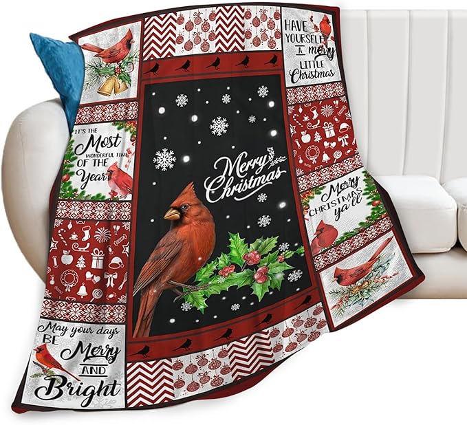 Tijuboni Cardinal Bird Throw Blanket for Girls Boys Women Men Kids Adults Soft Flannel Fleece Blanket for Couch Sofa Bed Home Decor 50"x60"
