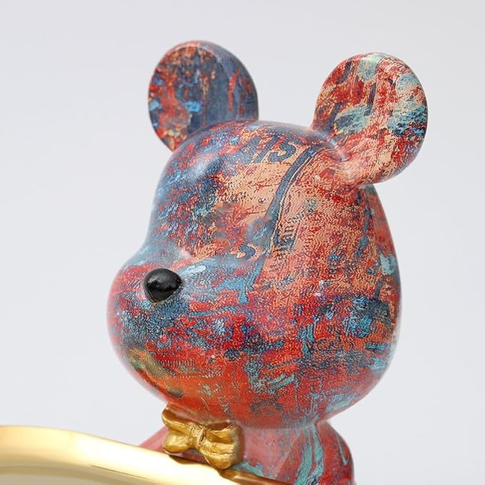 Bear Statue Resin Tray Animal Sculpture, Sitting Bear for Home Decor and Office, Suitable for Bedroom, Living Room, Office on Table, Desktop, Shelves and Cabinet (Splash 2)