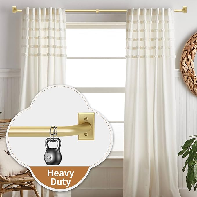 Gold Curtain Rods, Room Darkening Drapery Rod for Windows 66 to 120 Inches(5.5-10Ft), Wrap Around Curtain Rods,Heavy Duty Blackout Drapery Rod, Modern Decorative Window Treatment Rod, Gold