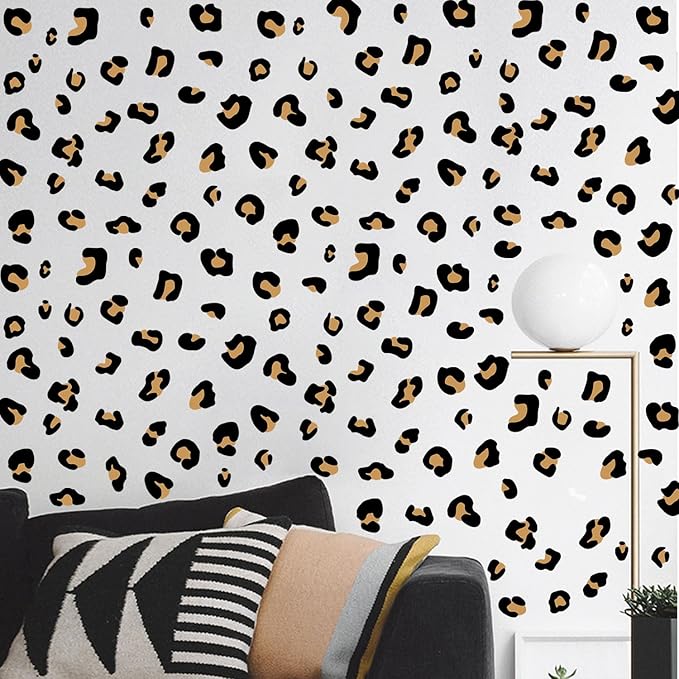 10 Sheets 290Pcs Leopard Wall Decals Removable Peel & Stick Wall Stickers Self-Adhesive Animal Print Vinyl Decor for Nursery,Car,Door,Home,Bedroom,DIY Easy Installation