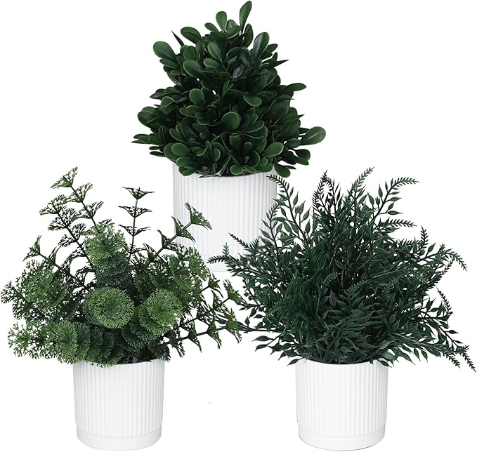 Fake Plants 3 Pack Fake Potted Plants Artificial Plants for Home Shelf Offices Table Home Decor