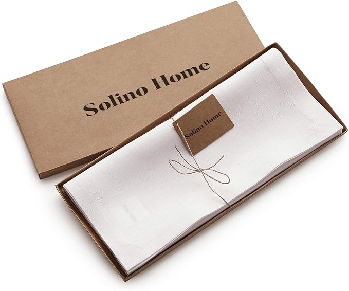 Solino Home Linen White Table Runner 108 Inches Long - 100% Pure Linen Dining Table Runner 14 x 108 Inch for Valentines, Spring, Easter - Diana Medium Weight