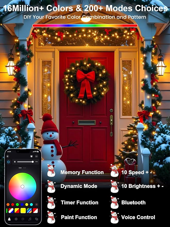 Smart Color Changing Christmas Lights with Remote & App Control, 132FT 400 LED RGB String Lights with Timer, Music Sync Multiple Modes Twinkle Christmas Tree Light Waterproof Indoor Outdoor Xmas Decor