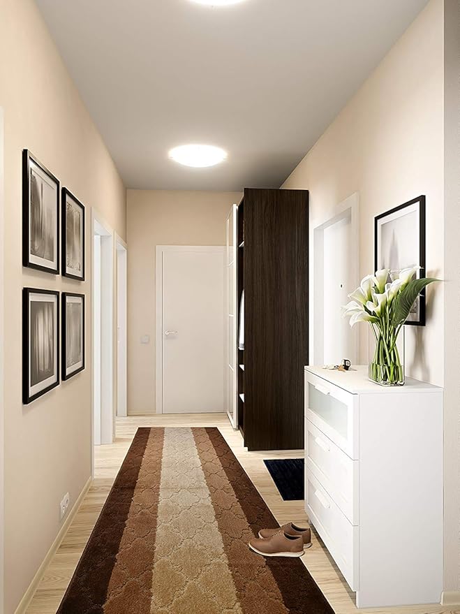 Custom Size Hallway Runner Rug, Slip Resistant, 26 Inch Wide X Your Choice of Length, Trellis Brown, 26 Inch X 34 feet