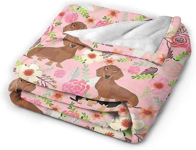Tijuboni Dachshund Throw Blanket Dog Gifts for Girls Boys Women Men Kids Adults Soft Flannel Fleece Blanket for Couch Sofa Bed Home Decor 60"x80"
