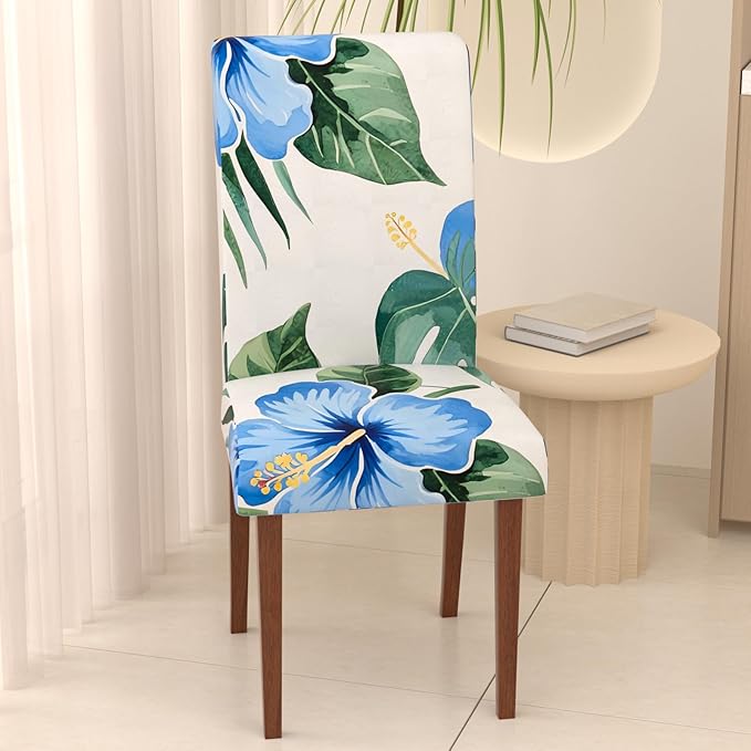Stretch Dining Chair Covers Set of 4,Floral Print Chair Covers,Soft Removable Washable,Pet Friendly Furniture Protector,Universal Chair Slipcovers for Home, Kitchen,Ceremony Dining Room Seat