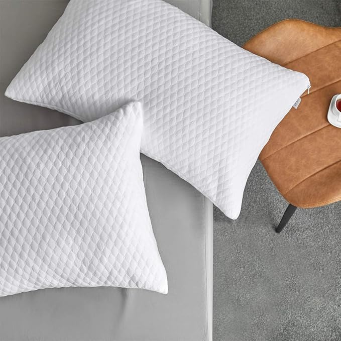 NTCOCO Shredded Memory Foam Bed Pillows for Sleeping King Size 2 Pack, with Washable Removable Hypoallergenic Sleep Pillow for Back and Side Sleeper