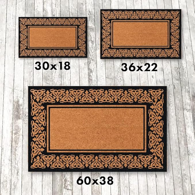 COCO MATS 'N MORE Personalized Door Mat with Monogram for Outdoor Indoor - Non-Slip Coco Coir Front Doormat with Vinyl Backing, Wedding, Housewarming New Home (Blooming Heart, 16" X 24")