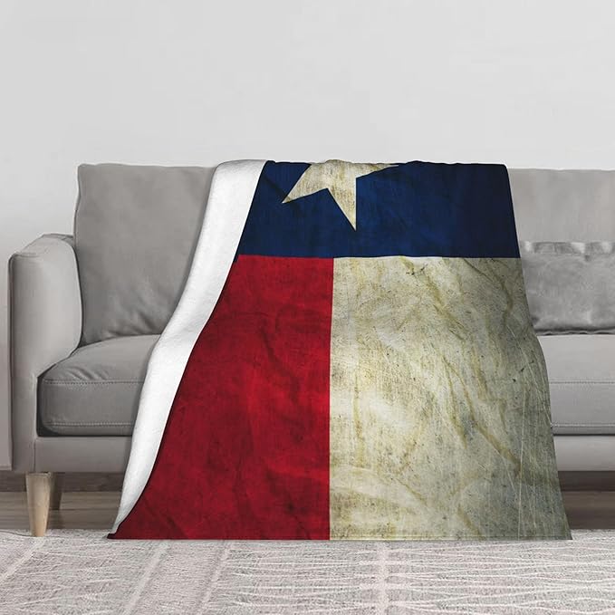 Texas Flag Throw Blanket Soft Plush Fleece Blankets Warm Cozy Lightweight Fuzzy Blanket for Bed Sofa Couch Home Decor 60"X50"