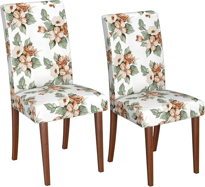 Stretch Dining Chair Covers Set of 2,Floral Print Chair Covers,Soft Removable Washable,Pet Friendly Furniture Protector,Universal Chair Slipcovers for Home, Kitchen,Ceremony Dining Room Seat