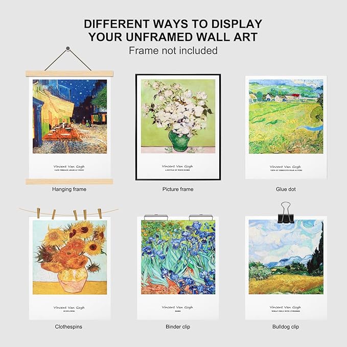 HNKNDECO Vincent Van Gogh Canvas Wall Art Prints,Sunflower wall art irises Posters,6PCS Gallery Art Prints Decor Unframed,Famous Artist Paintings Picture Living Room Bedroom Bathroom(8”x10” UNFAMED)