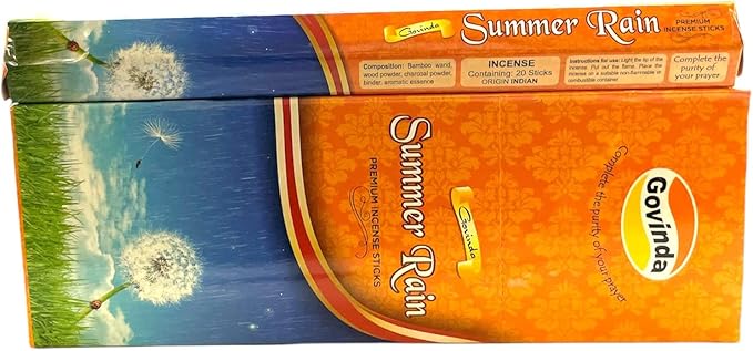 Govinda Premium Incense - 120 Sticks, Masala Coated (Summer Rain)