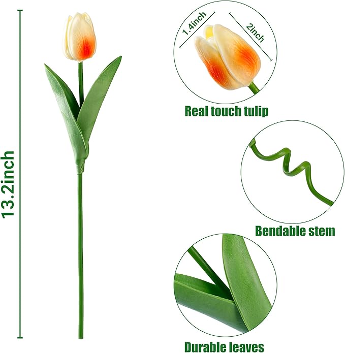 Sggvecsy 30 Pcs Fake Tulips Artificial Flowers Real Touch PU Faux Flowers Tulip Stems for Wedding Floral Arrangement Spring Bouquet Home Party Office Decorations for Mother's Day (Multi Colors)