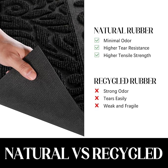 Yimobra Large Welcome Mat 47x24, Waterproof Non-Slip Outdoor Mats for Front Door Outside Entrance, Low-Profile Entryway Mat Indoor for Garage Patio, Black