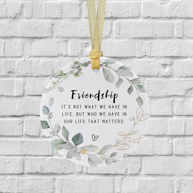 Best Friend Christmas Ornaments Gift 2025, Friendship Ornaments, Besties Forever Ornament, Friends New Year Ornaments, Ceramic Keepsake Double-Sided Printing with Gift Box,Greeting Card