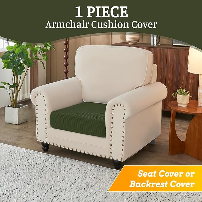 Sectional Couch Covers for Sofa Cushion L Shaped Couch Cover Washable Soft Couch Cushion Covers Stretch Sofa Slipcovers(1-Piece for Sofa Seat or Backrest, Green)