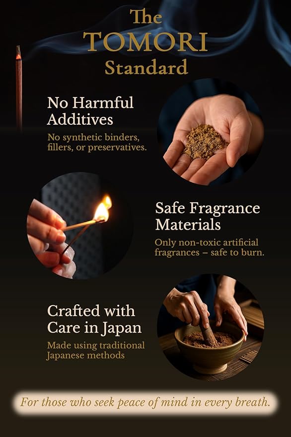 Sandalwood Spicy Premium Japanese Incense Sticks 60sticks Coreless Low Smoke Natural Charcoal Free Non Toxic Temple Kyoto Aroma Aromatherapy Meditation Calming Stress Relief Relaxation Yoga TOMORI