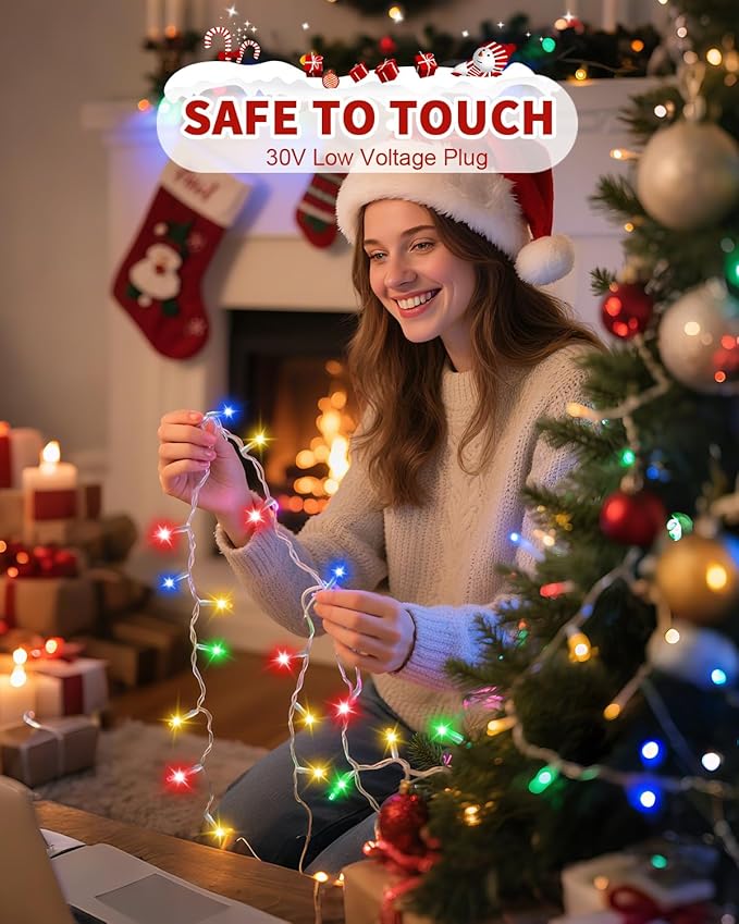 Christmas Lights String Outdoor Indoor, 1200 LED 403FT Multicolor Xmas Tree Decorations Lights, Plug in Twinkle Fairy Light with Remote Timer Dimmable for Room Yard Holiday Party Wedding Camping Decor