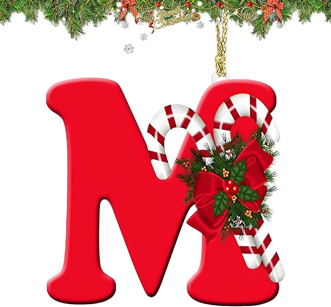 Personalized Christmas Letter Tree Hanging Pendant - 26 Alphabet Letters for Xmas Tree DIY Craft Ornaments (M)