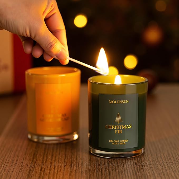 Christmas Candles Gift Set, 3 Pack Total 30oz Soy Scented Candles – Christmas Fir, Gingerbread & Apple Cider – Luxury Gift Box, Holiday & Birthday Gifts for Women & Men, Non-Toxic Clean Burn