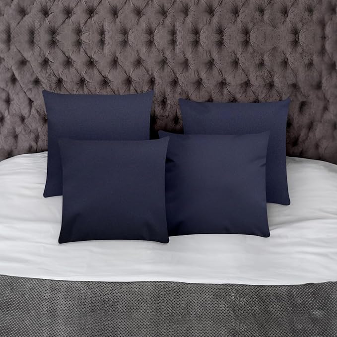 Covers & All Premium Square Throw Pillow Inserts with Covers Set of 4, 24 x 24 Inches Navy Blue, Decorative Cushions for Couch Sofa Home Decor Office Travel UV Resistant Waterproof Soft Cushions