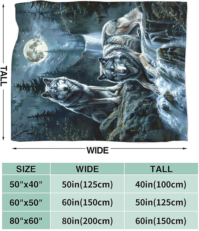 Tijuboni Wolf Throw Blanket Wolf Gifts for Girls Boys Women Men Kids Adults Soft Flannel Fleece Blanket for Couch Sofa Bed Home Decor 50"x60"