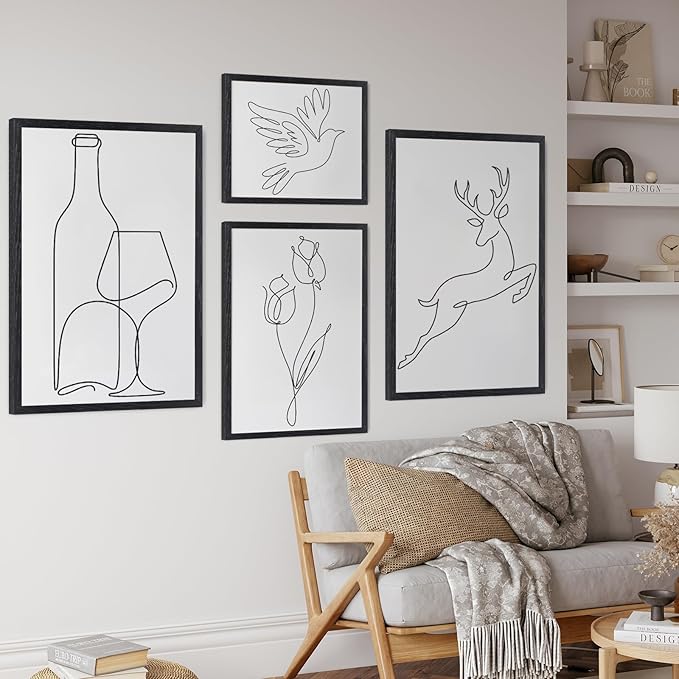 puthiac 16x24 Black Oak Wood Picture Frame - Minimalist 16x24 Poster Frame, 16"x24" Frame Wood, Natural Solid Wooden Picture Frames for Wall Art Photo and Prints (1 Pack, Black)