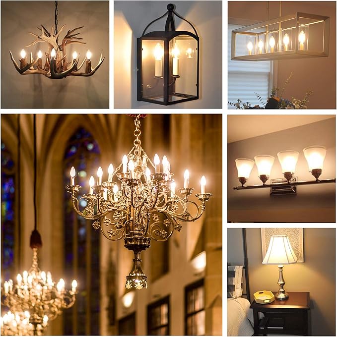Hizashi E12 LED Bulb Dimmable 60W Equivalent, Chandelier Light Bulbs Soft White 2700K, Candelabra Light Bulbs 90+CRI 6W 550LM B11 LED Candle Bulb with Candelabra Base, UL Listed, 6 Pack