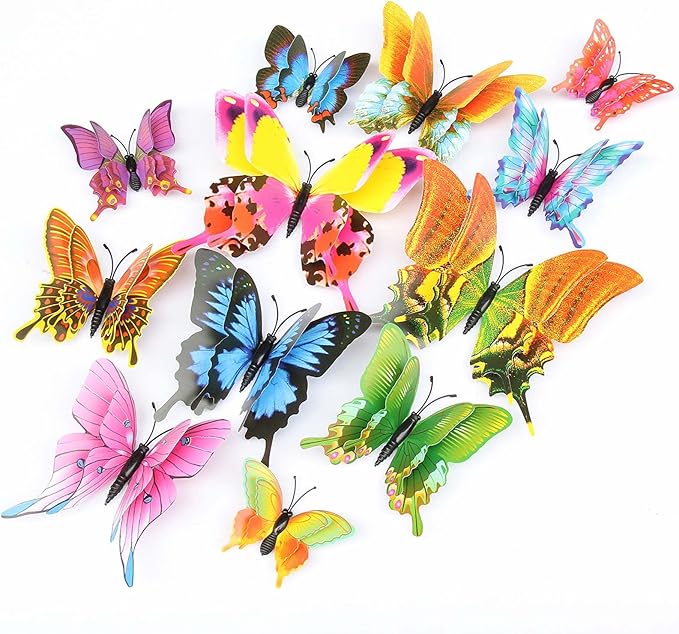 Butterfly Wall Decor 72 PCS, 3D Butterflies Stickers for Party Decorations with Magnets (Swallow, 72)