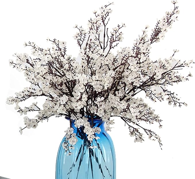 20pcs Babys Breath Artificial Flowers Gypsophila Bouquet Bulk Fake Spring Silk Small Flowers Real Touch Faux Floral for Home Bedroom Kitchen Garden Wedding Christmas Party DIY Decor (White)