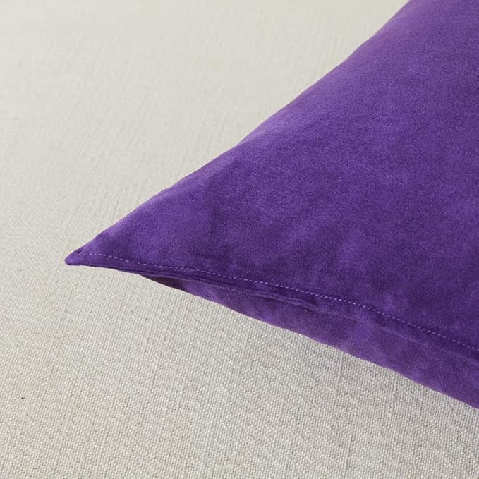 Fancy Homi 2 Packs Premium Faux Suede Decorative Throw Pillow Covers, Super Soft Square Pillow Case,Solid Cushion Cover for Couch/Sofa/Bedroom (18" x 18", Set of 2, Purple)