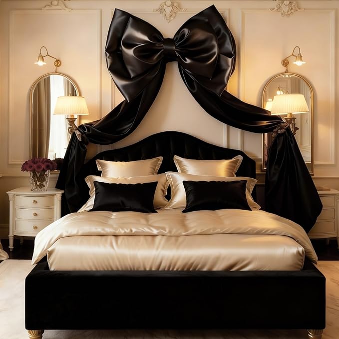 Giant Black Bow Decor 75x19 Inch Christmas Tree Topper Decoration Big Bows for Room Home Coquette Room Decorations Wall Backdrop Ribbon Tie for Wedding Christmas Birthday Party Baby Shower