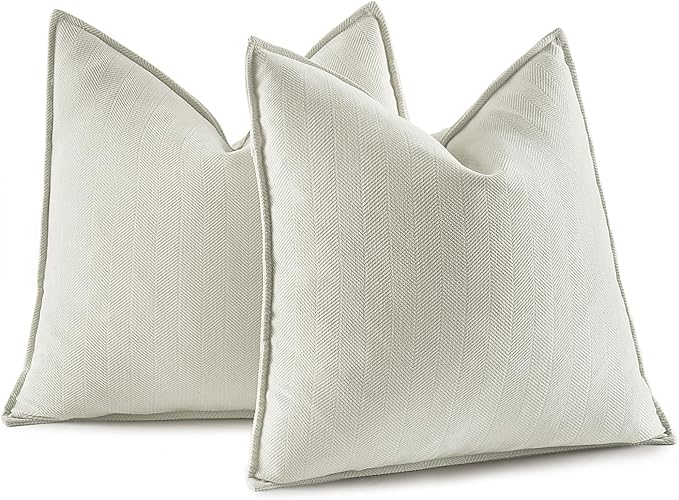 MIULEE Pack of 2 Christmas Cream Decorative Pillow Covers 18x18 Inch Soft Chenille Luxurious Couch Throw Pillows Farmhouse Cushion Covers with Elegant Design for Sofa Bedroom Living Room Home Decor