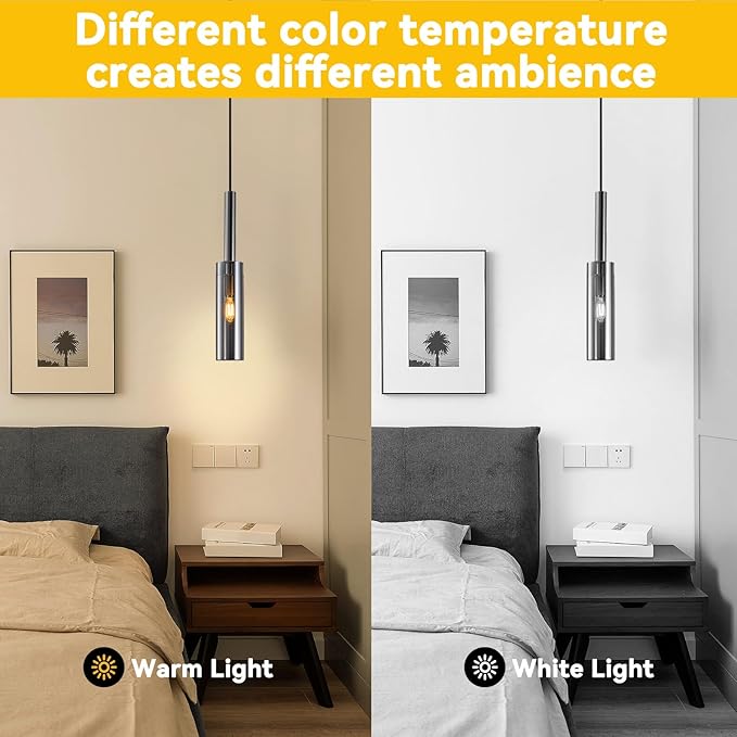 Crystal Pendant Light, Modern Kitchen Light Fixtures Mini Pendant Lights Industrial Pendant Lighting for Kitchen Island Dining Room Bedroom Entryway, Smoky Gray(1 Pack)