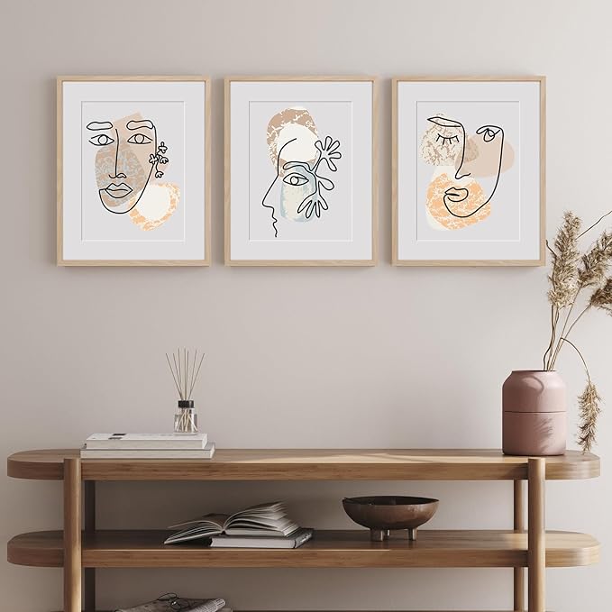 12x16 Picture Frame Wood - 12 x 16 Poster Frame, 12 16 Oak Wood Picture Frame, 12 By 16 Frame, 12 x 16 Frame, 12x16 Picture Frames for Wall(3 Pack, Beige)