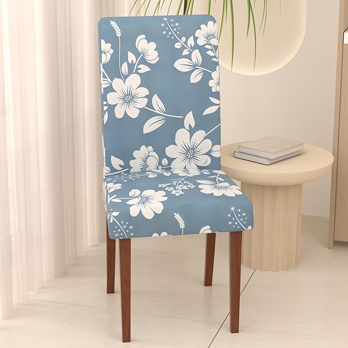 Stretch Dining Chair Covers Set of 4,Floral Print Chair Covers,Soft Removable Washable,Pet Friendly Furniture Protector,Universal Chair Slipcovers for Home, Kitchen,Ceremony Dining Room Seat