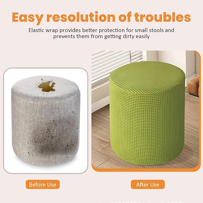 Stretch Jacquard Ottoman Cover, Non-Slip Washable Footstool Slipcover for Living Room Furniture Protection