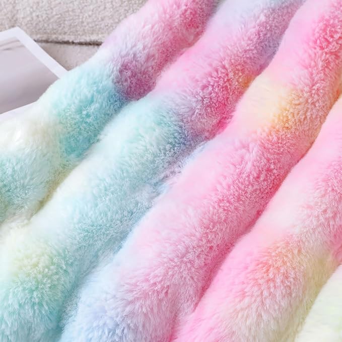 Soft Fluffy Blanket - Fuzzy Throw Blanket for Couch, Plush Rabbit Faux Fur Blanket, Cute Cozy Blankets for Women, Thick Warm Bubble Blankets for Bed Sofa Bedroom Living Room - 51" x 63"