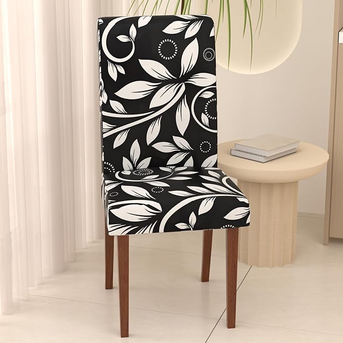 Stretch Dining Chair Covers Set of 6,Floral Print Chair Covers,Soft Removable Washable,Pet Friendly Furniture Protector,Universal Chair Slipcovers for Home, Kitchen,Ceremony Dining Room Seat