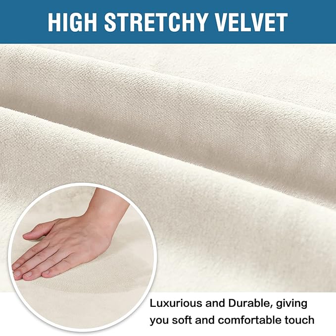 H.VERSAILTEX Dining Chair Covers Velvet Stretch Chair Covers for Dining Room Set of 6 Parson Chair Slipcovers Chair Protectors Covers, Soft Thick Solid Velvet Fabric Washable, Ivory