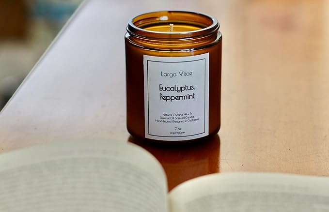 All-Natural Eucalyptus, Peppermint Aromatherapy Essential Oil Candle, Safe for People and Pets, Made with Pure Sustainable Organic Vegan Coconut Wax, Allergy Friendly, Non Toxic, Zero Waste