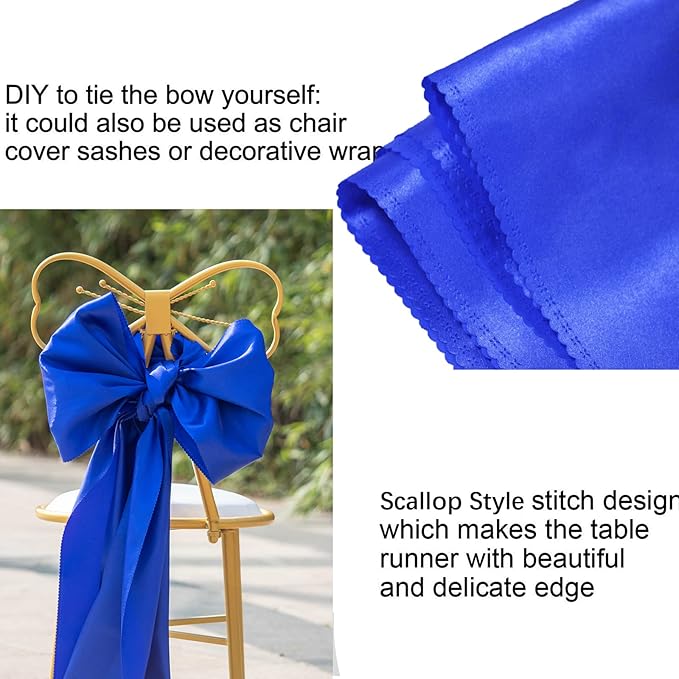 2 Pack Royal Blue Table Runners, Satin Table Runner 12x108 Inches Long, Silk and Smooth Fabric Table Runner for Wedding, Parties, Banquets, Events Decoration