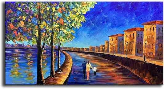 YaSheng Art -Landscape Oil Painting On Canvas Textured Tree Abstract Contemporary Art Wall Paintings Handmade painting Home Office Decorations Canvas Wall Art 24x48inch