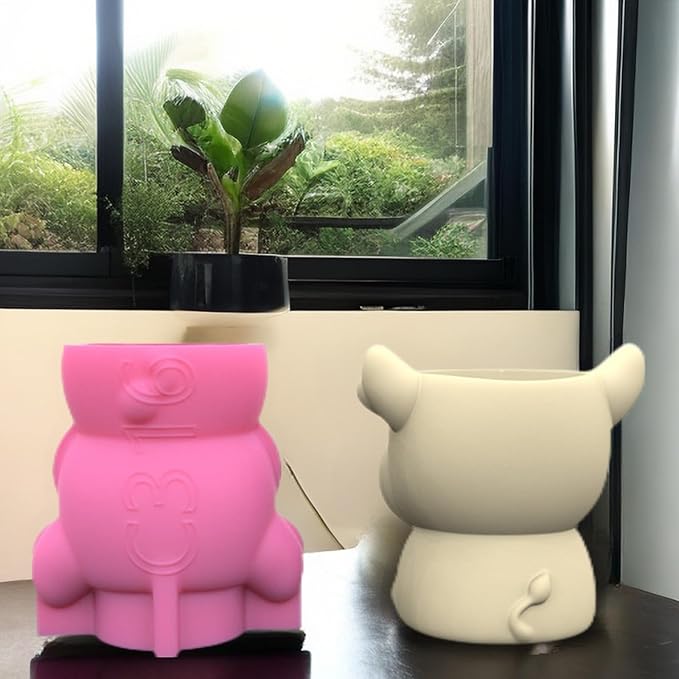 Cow Shape Concrete Flower Pot Silicone Mold Succulent Planter Vase Cement Clay Mold Plaster Epoxy Resin Pen Holder Mould