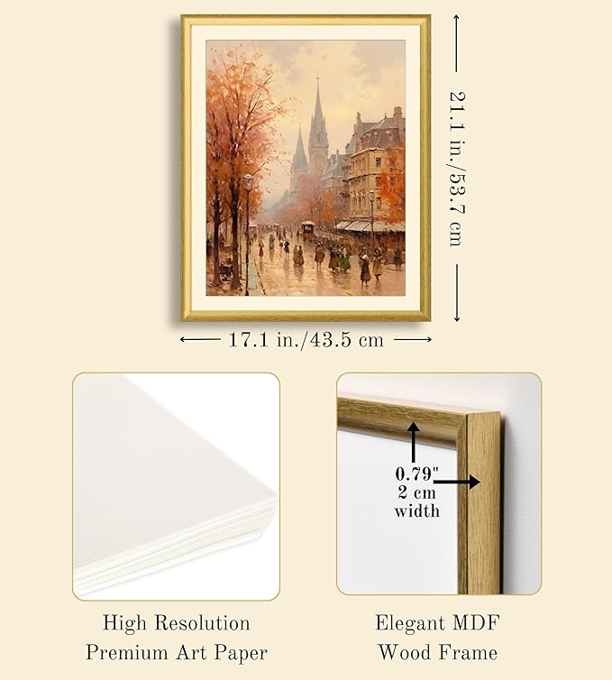 Art Shoppe Framed Print Wall Art, Vintage Wall Décor for Living Room, Bedroom, Office, High-Resolution Image on Premium Art Paper, 3/4" Frame with Plexiglass Front, Ready to Hang, 17"x21"